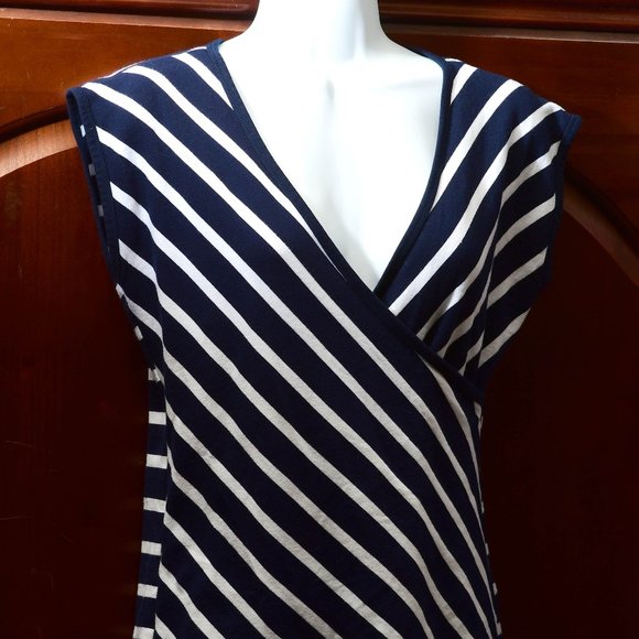 Ralph Lauren Tops - RALPH LAUREN Blue & White Stripes Sleeveless Wrap Top  Ladies size XL